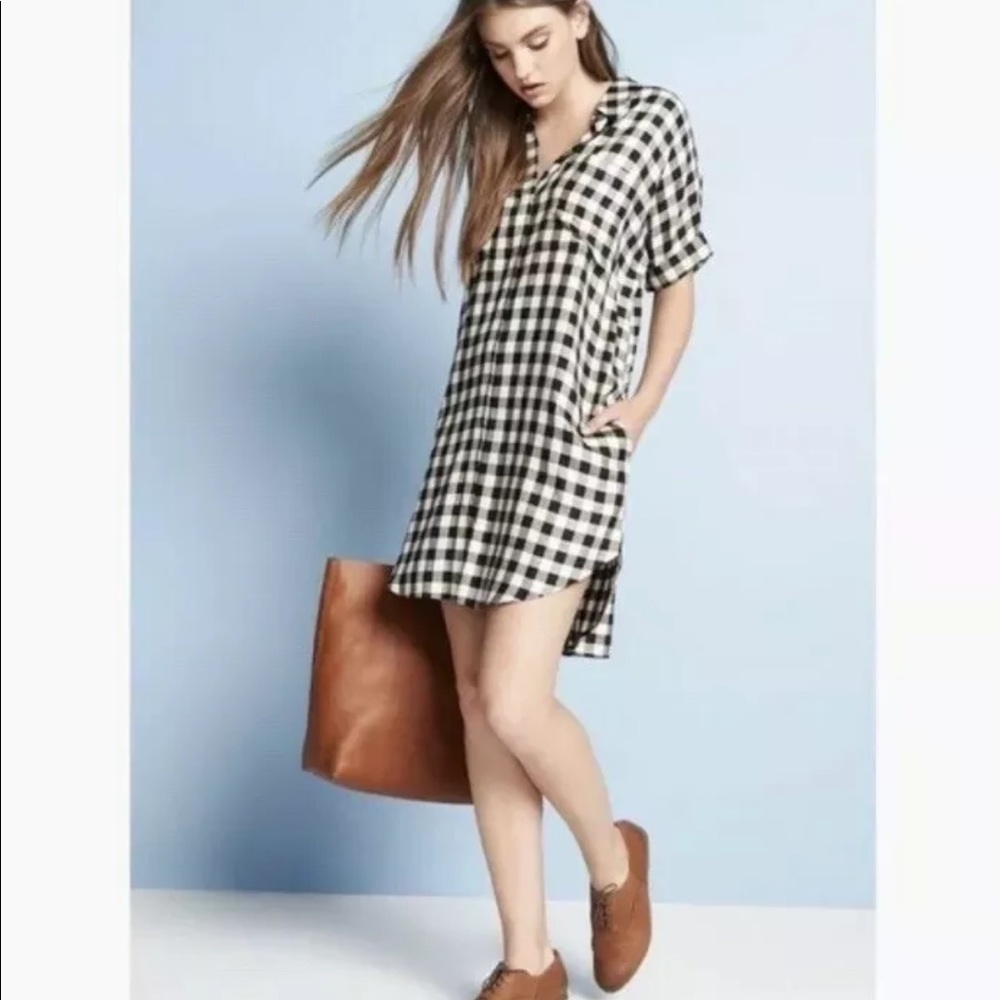 Gingham shirt dress